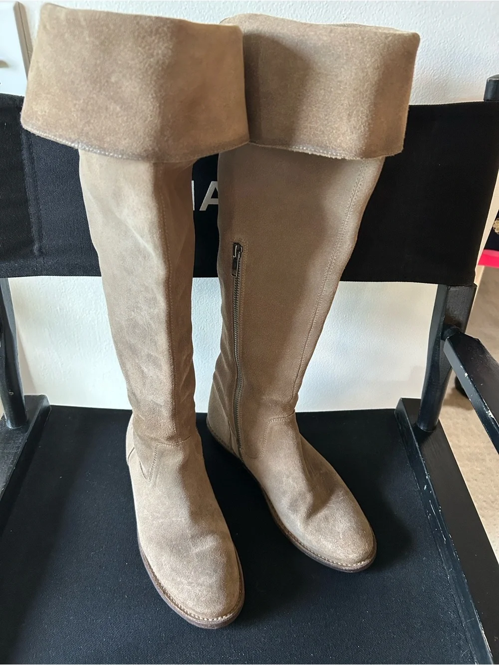 Frye Shirley Ash Taupe Suede Over-the-Knee Boots Size 6.5
